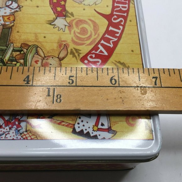 Vintage 90s I Love Christmas Tin Container Toy Train Tree Boy Rectangle - Picture 4 of 5